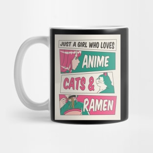 Just A Girl Who Loves Anime Cats & Ramen for Girls and Women Mug